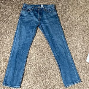 Levi’s button up jeans. Straight leg, distressed. Gently used.